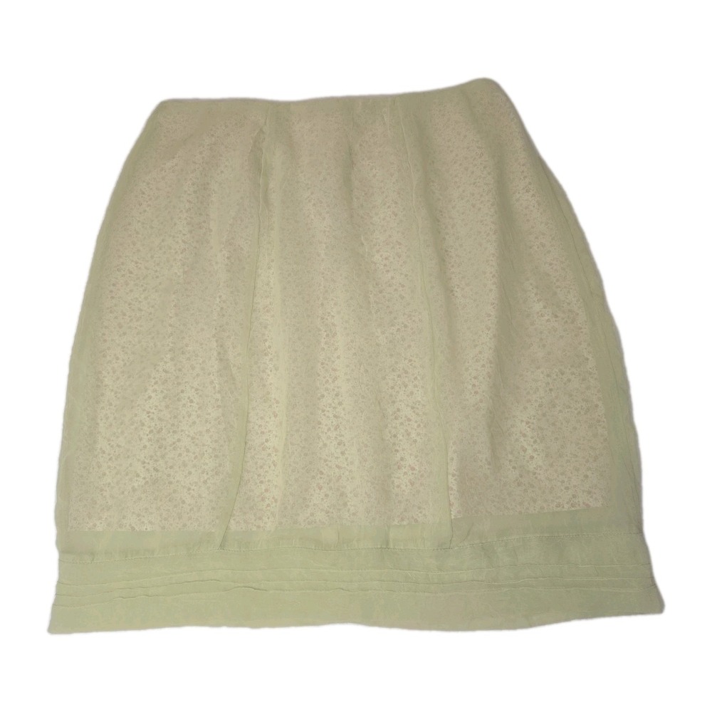 Vintage 90s Y2K‎ Layered Chiffon Skirt Floral Green Whimsical Fairy Cottage Core
